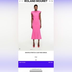 knee length dresses for ladies Roland Mouret Navy Cady Flared Cape Midi Dress main image 1